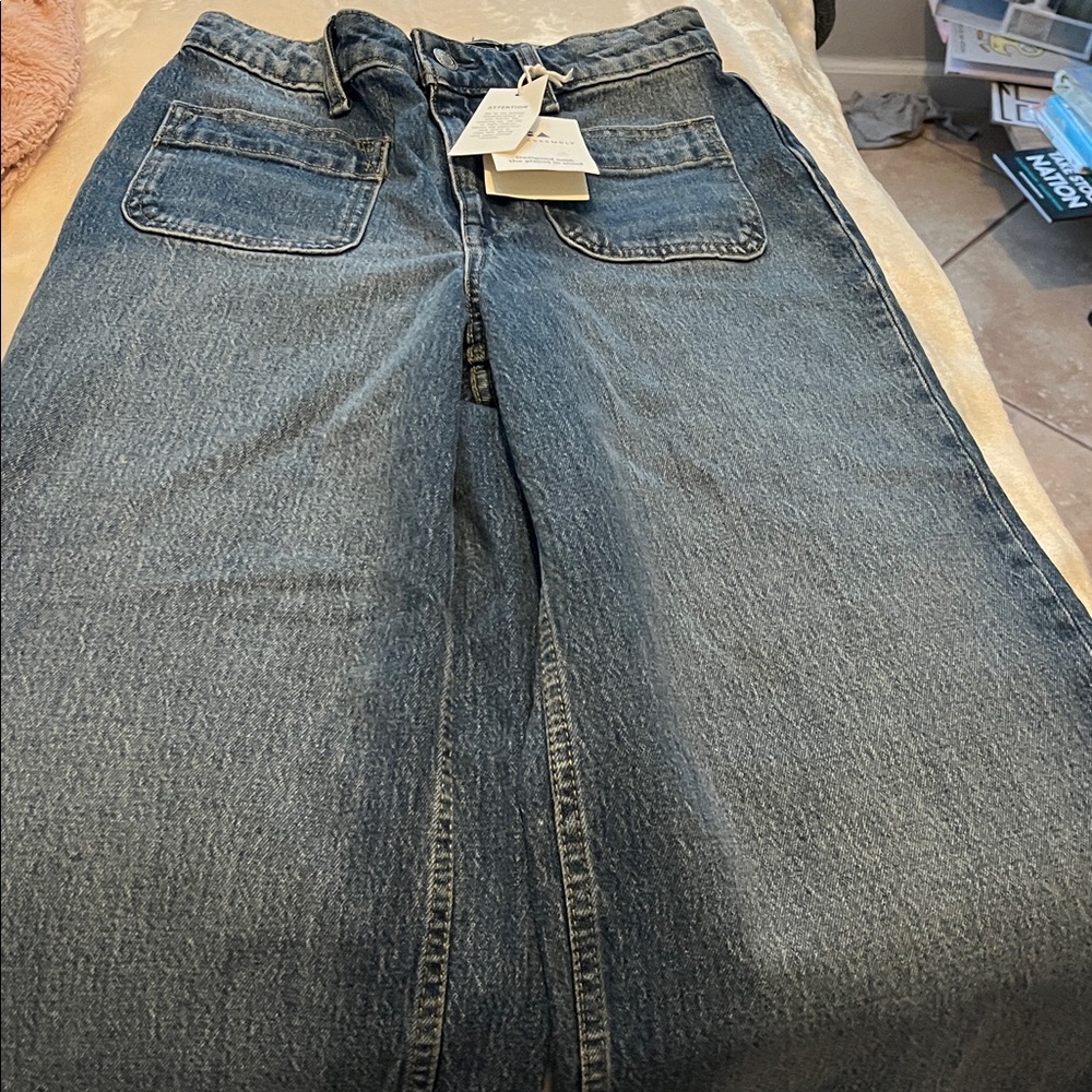 Wide Leg Cuffed Cropped Jeans size 0